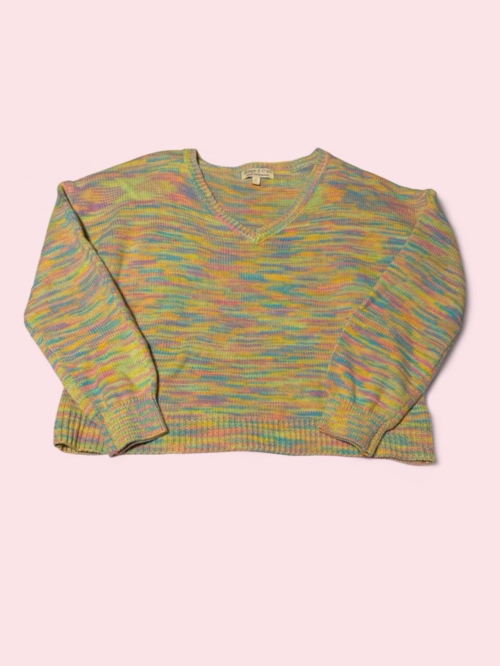 Vintage Y2K Pastel Multicolor V-Neck Sweater